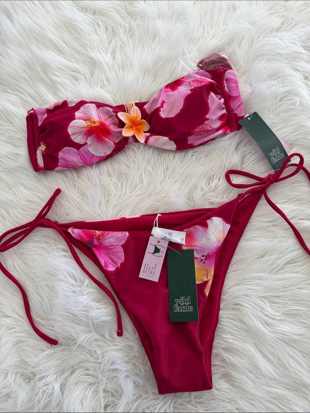 wild fable Fuchsia Floral Bandeau Bikini Set